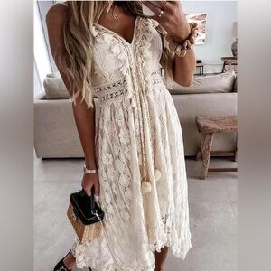 NWT Boho Lace Asymetrical Hem Dress
